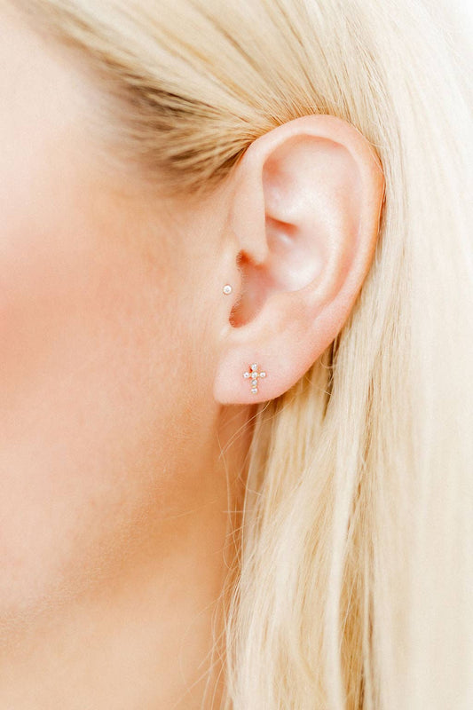 Screwback Stud Earrings - Clara Cross Gold