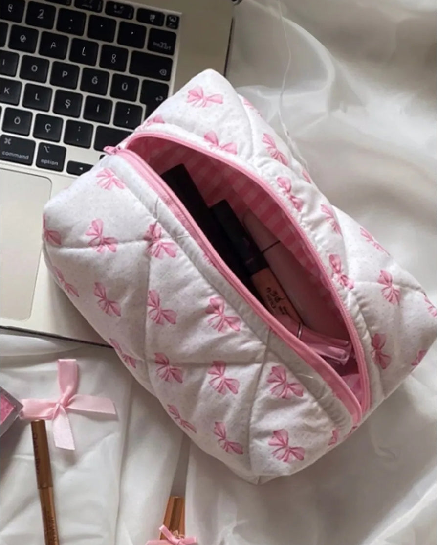 PINK BOW MAKEUP BAG