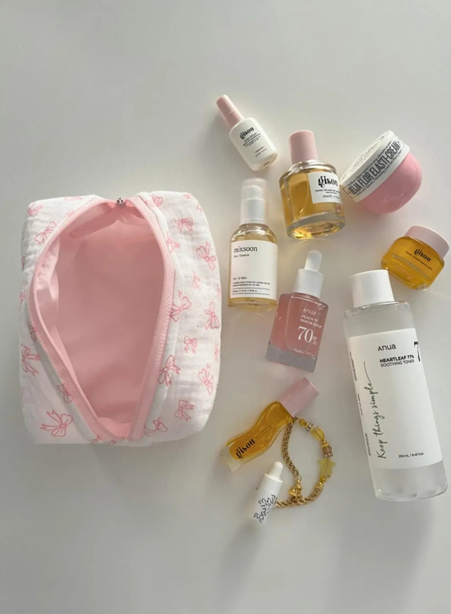 PINK BOW MAKEUP BAG