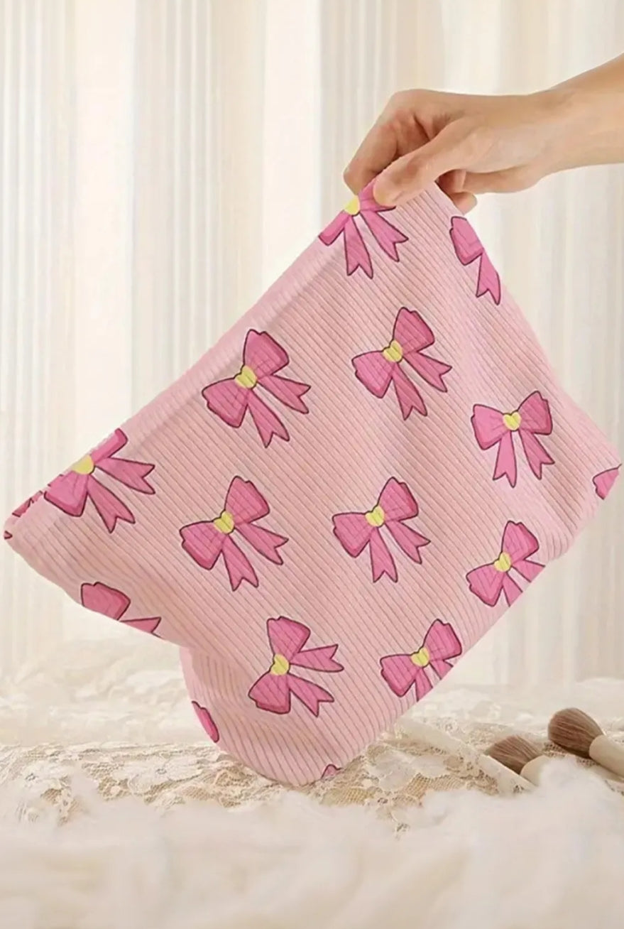 PINK BOW CORDUROY BAG
