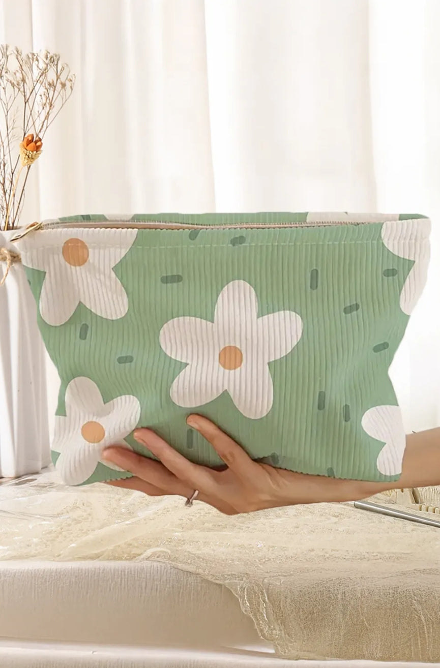 GREEN FLORAL CORDUROY BAG