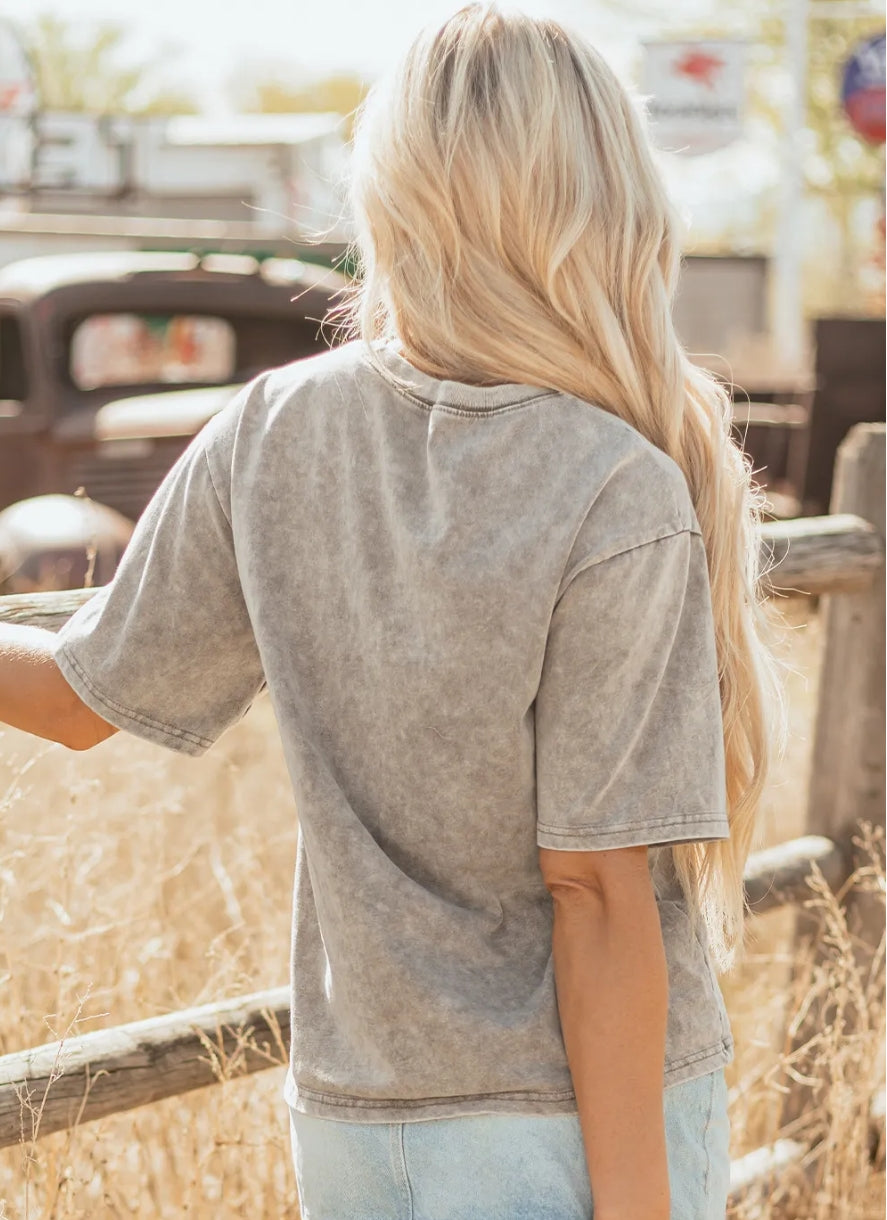 Parchment AMERICA FREE BIRD Vintage Graphic Mineral Washed Tee