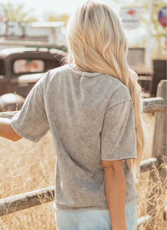 Parchment AMERICA FREE BIRD Vintage Graphic Mineral Washed Tee