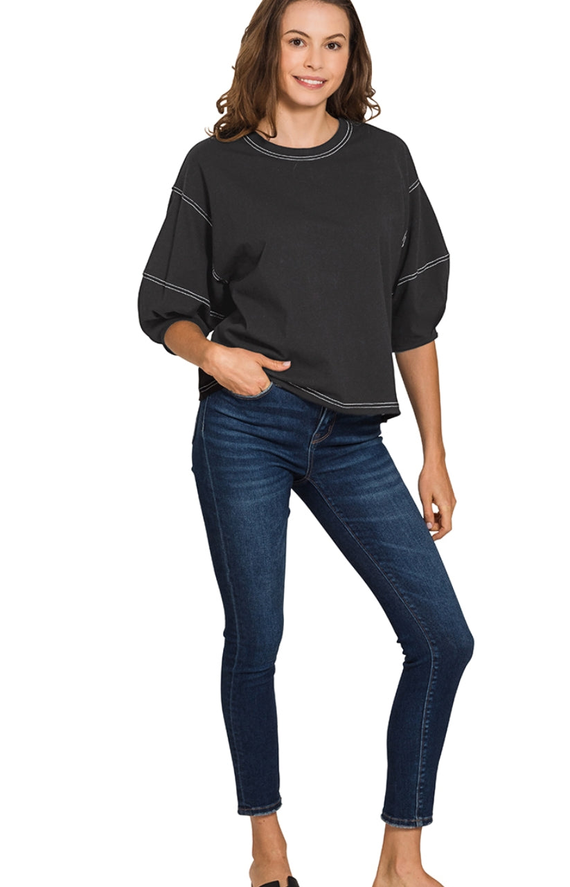 3/4 BALLOON SLEEVE TOP