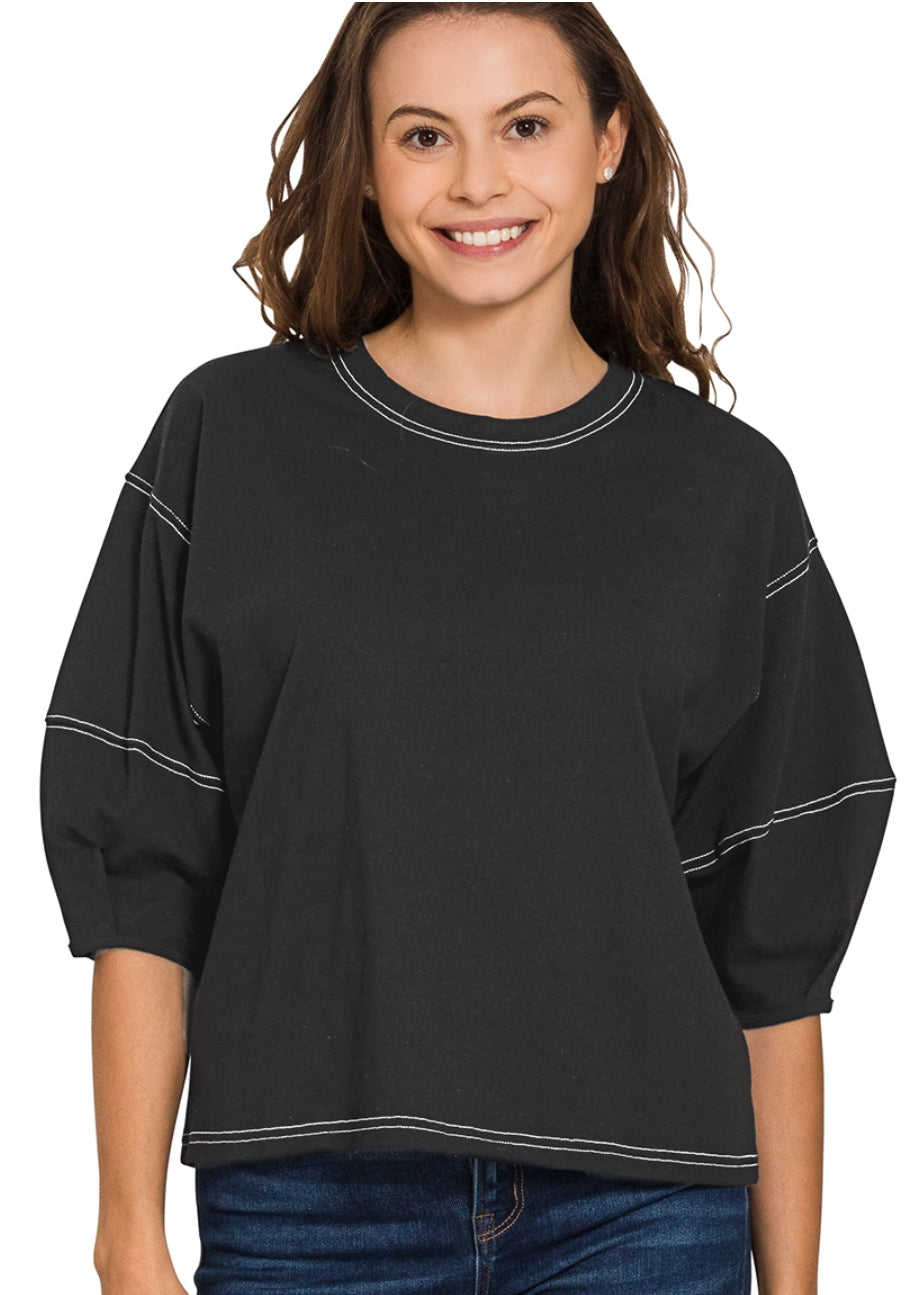 3/4 BALLOON SLEEVE TOP