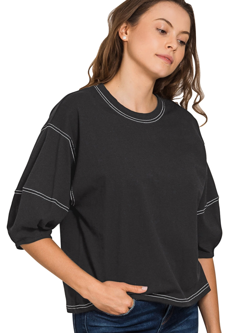 3/4 BALLOON SLEEVE TOP