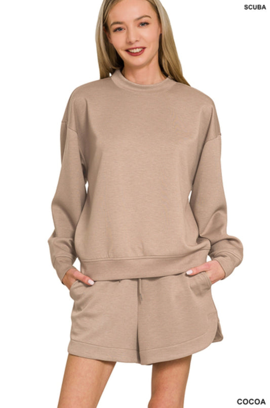SCUBA PULLOVER & SHORTS SET - COCOA