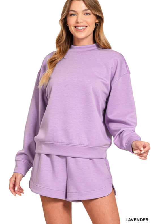 SCUBA PULLOVER & SHORTS SET - LAVENDAR