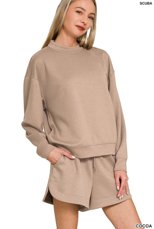 SCUBA PULLOVER & SHORTS SET - COCOA