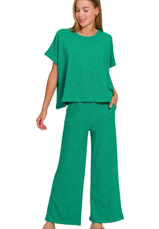 COTTON SLUB TOP & PANT SET