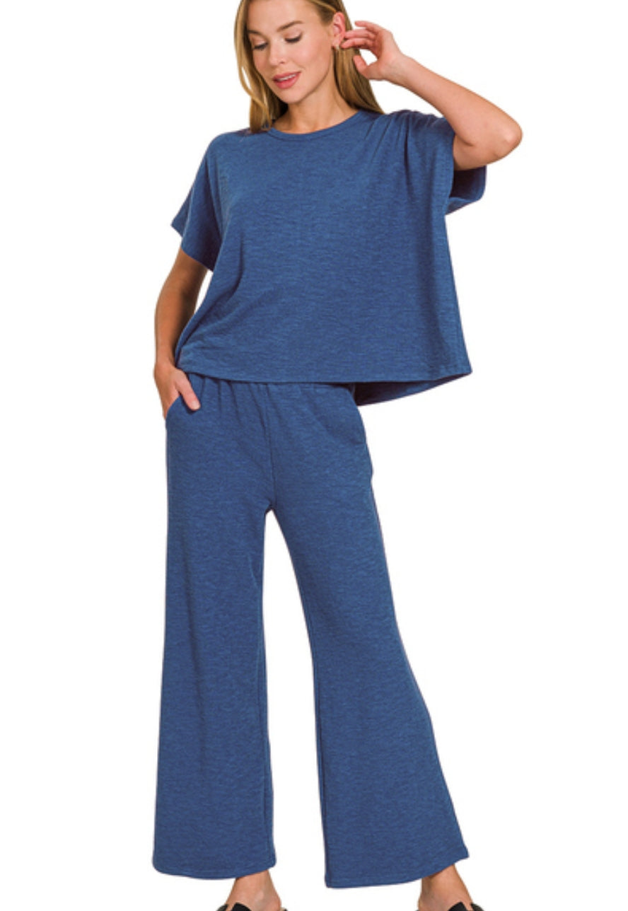 COTTON SLUB TOP & PANT SET