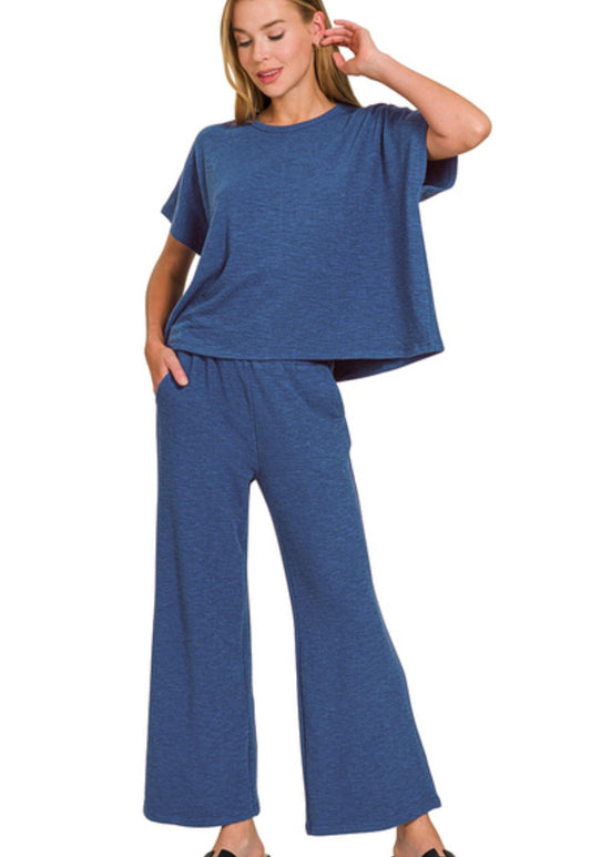 COTTON SLUB TOP & PANT SET
