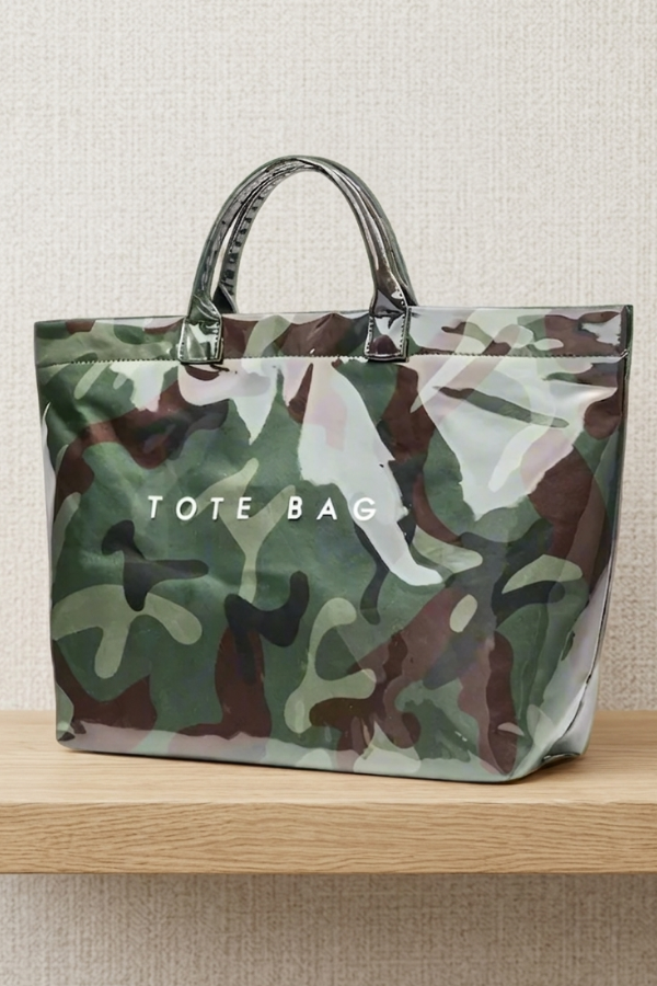Nash Grey - Camo Print Vinyl TOTE BAG