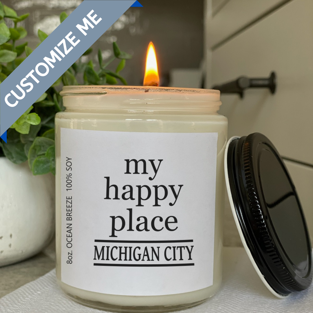 My Happy Place Defuniak Springs custom candle