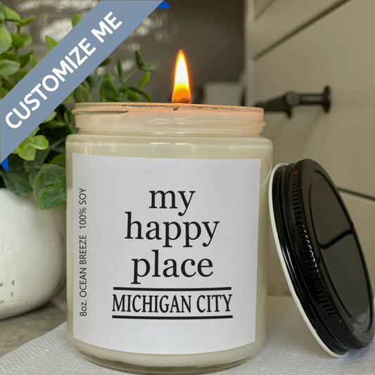 My Happy Place Defuniak Springs custom candle