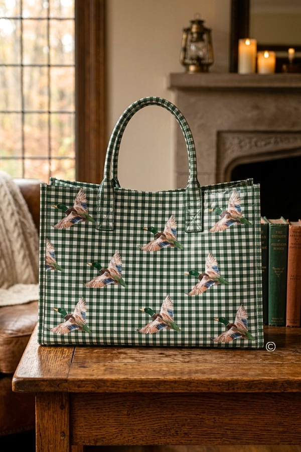 Nash Grey - Mallard Marshland Green Gingham Vinyl Tote©