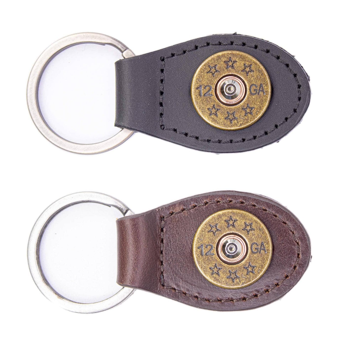 Shot Shell Oval Leather Keychain