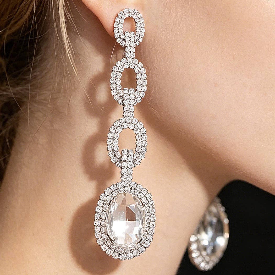 3AM BY H&D ACCESSORIES - Crystal Link Drop Earrings