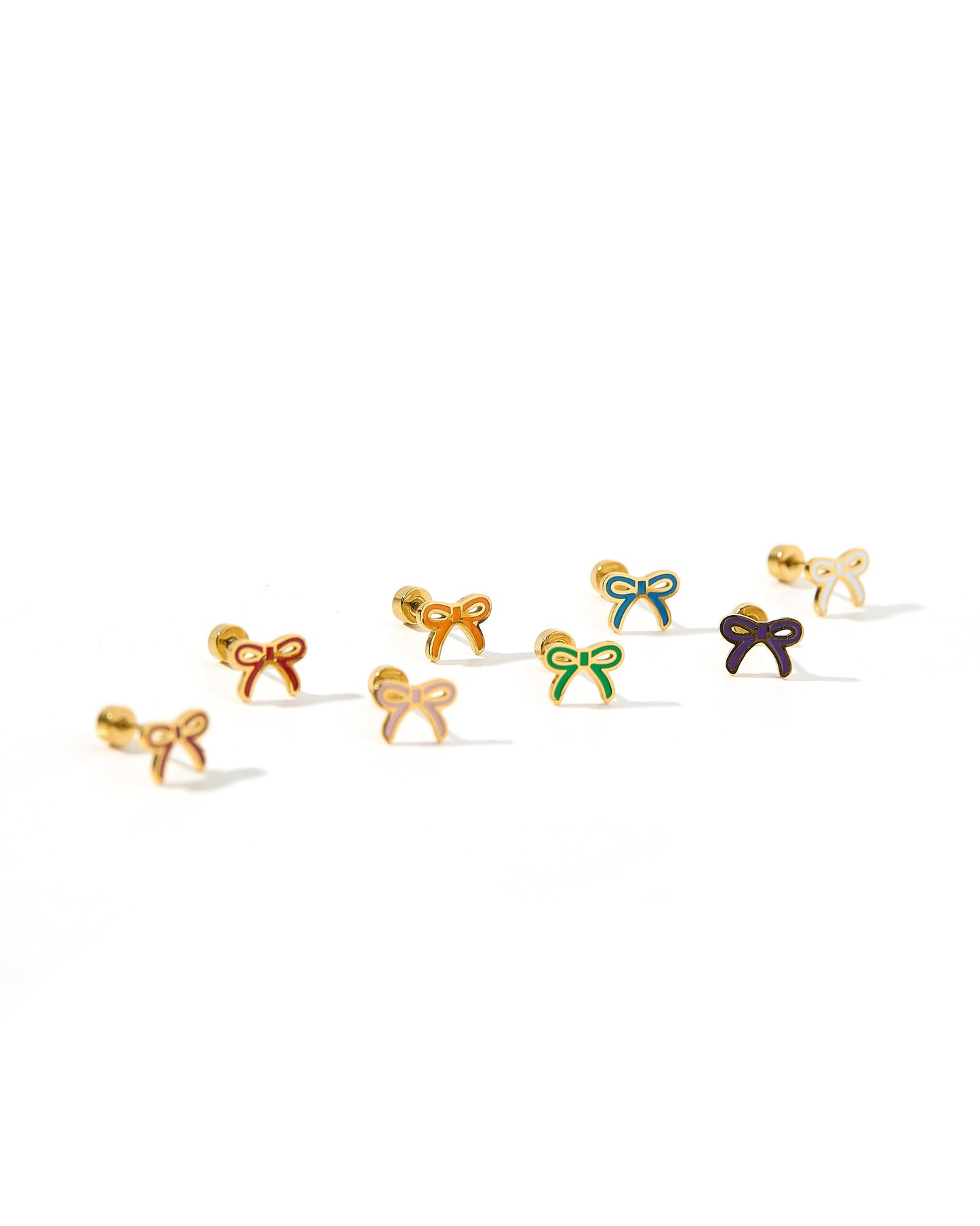Screwback Stud Earrings - Sadie Bow Light Pink