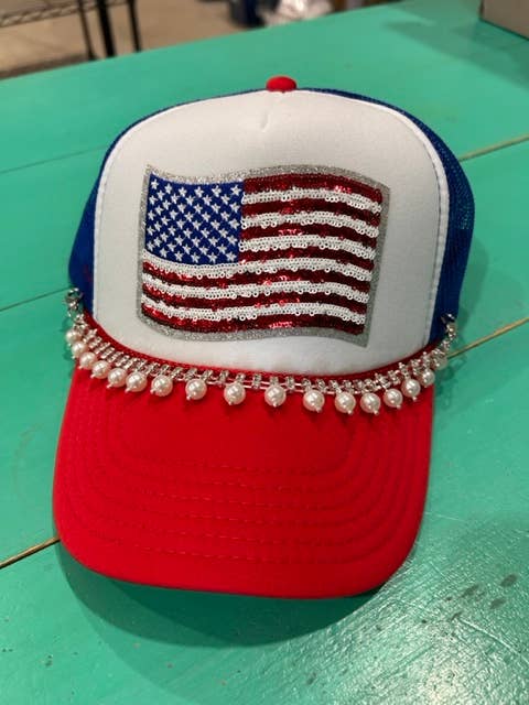 Sequin Flag Trucker Hat