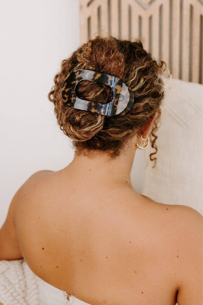 TELETIES - Round Flat Hair Clip | Large | Tortoise