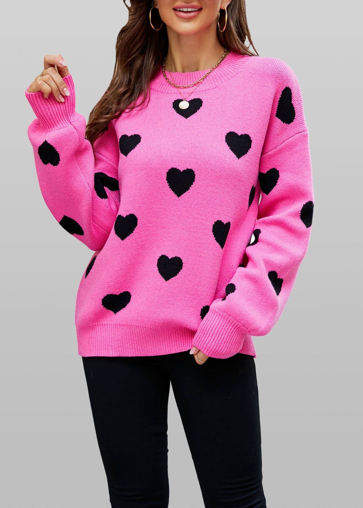 VALENTINE'S DAY COLOR CONTRAST LOVE LOOSE KNIT