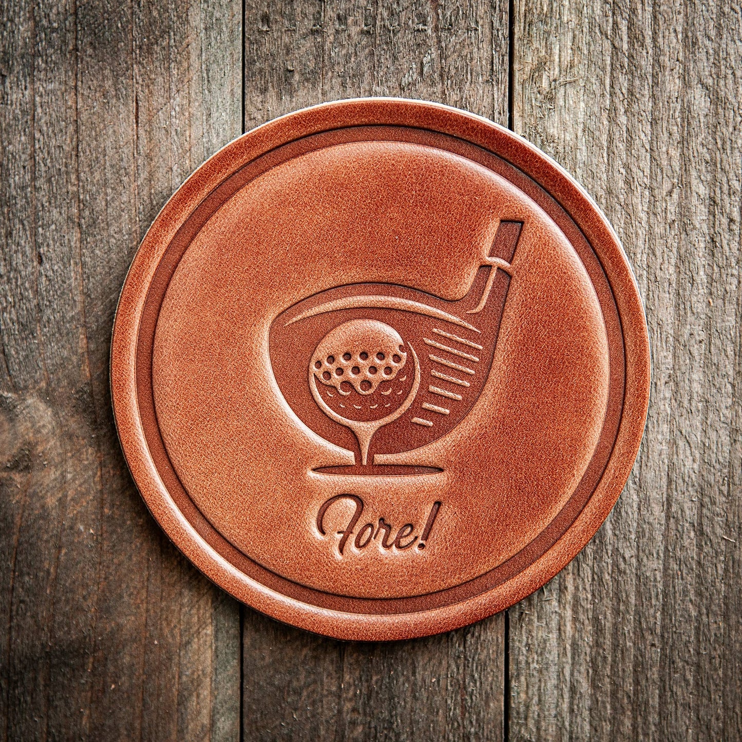 Fore! Golf Leather Coaster