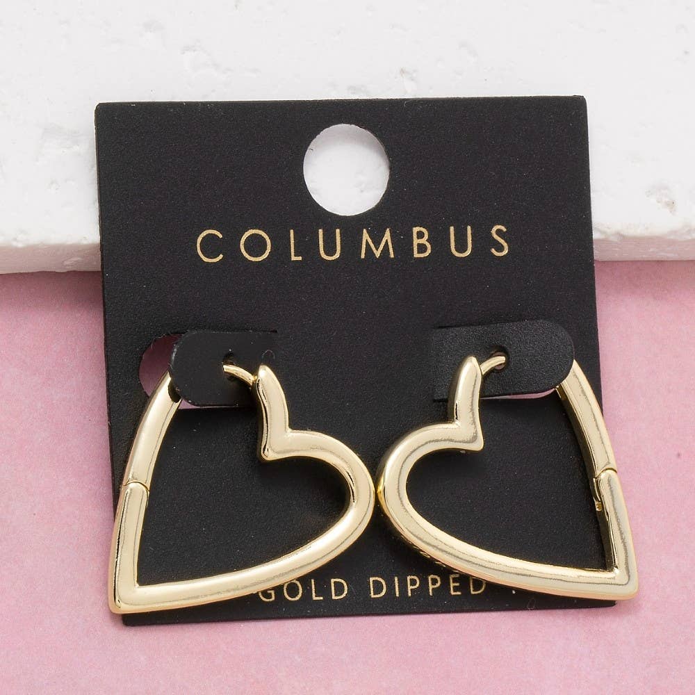 Gold Dipped Hinge Heart Hoop Earrings