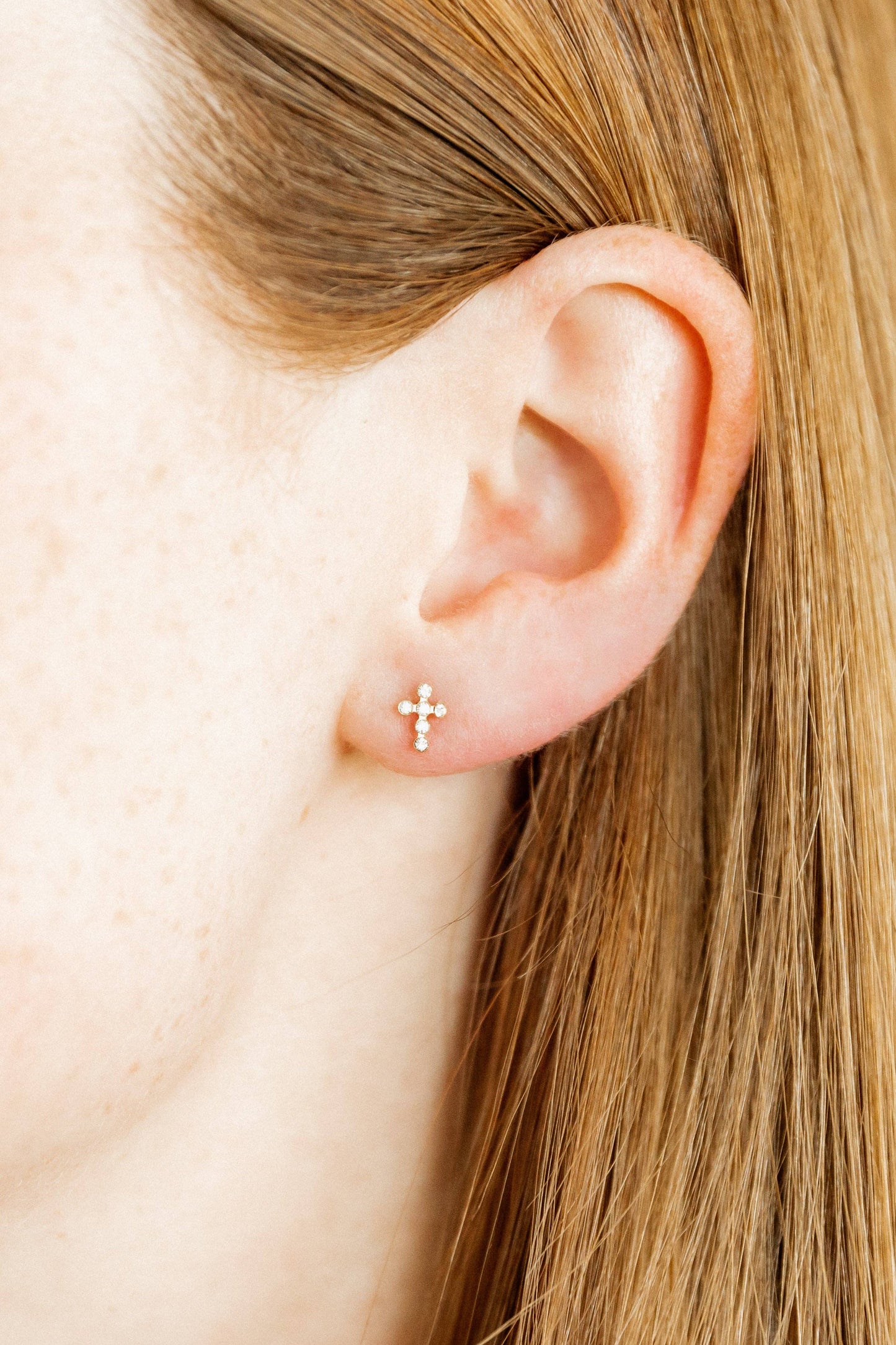 Screwback Stud Earrings - Clara Cross Gold