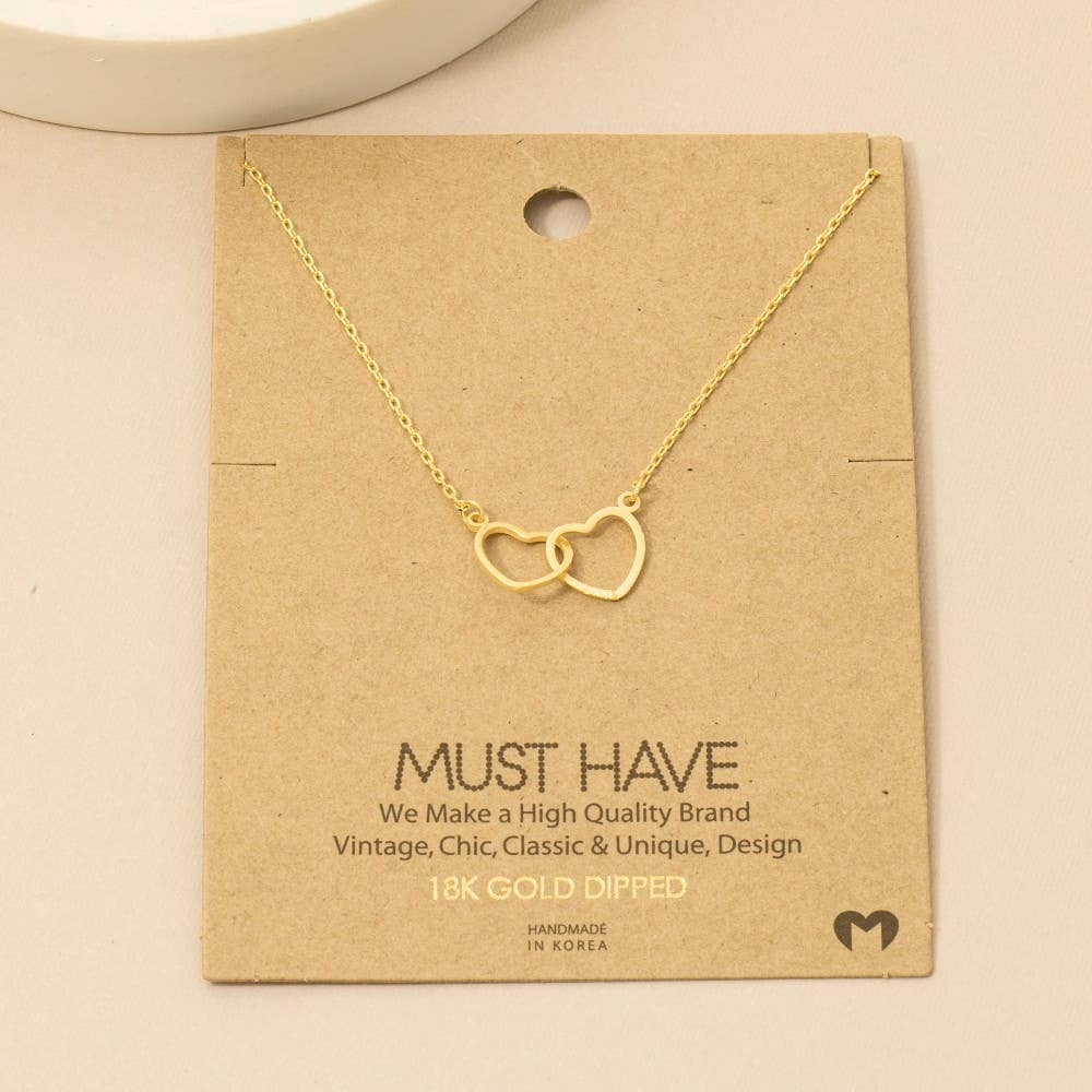 Gold Dipped Heart Link Charm Necklace
