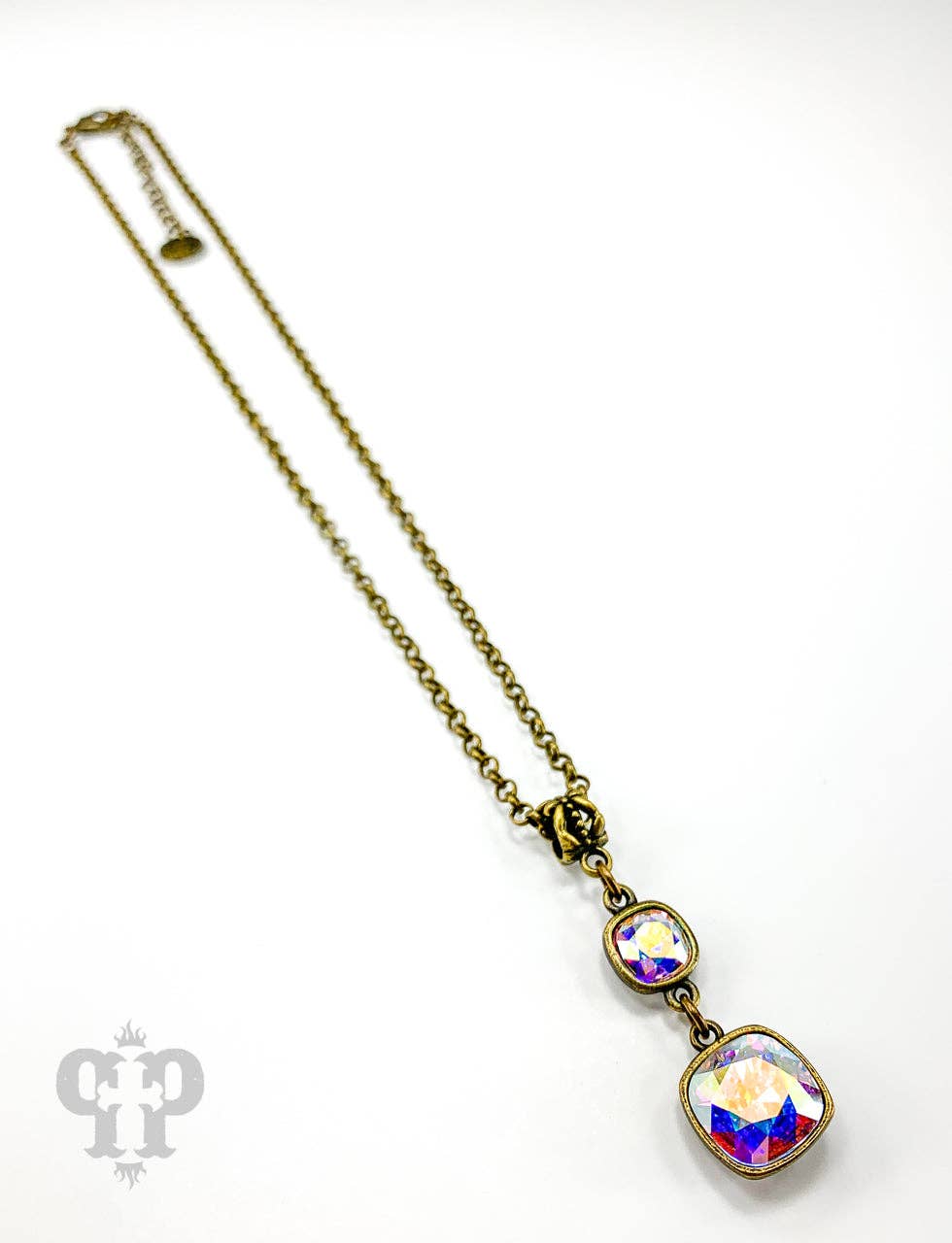 Double square crystal necklace 1N412