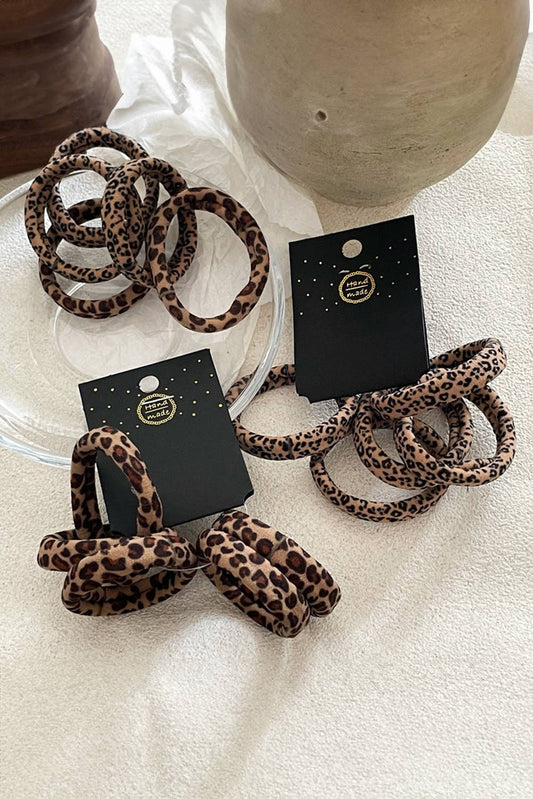 5pcs Leopard Elastic Hair Tie Set