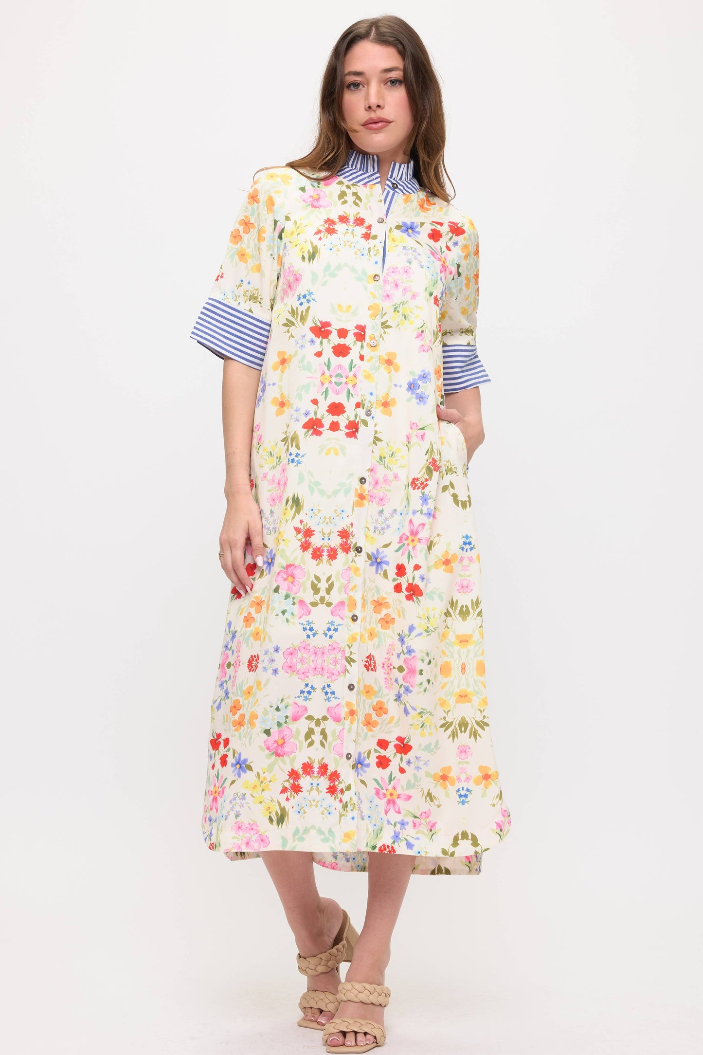 Floral Shirt Midi Dress