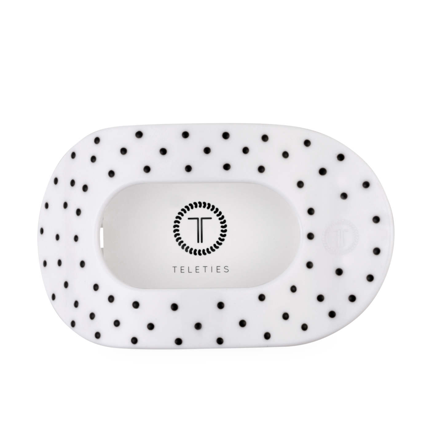 TELETIES - White Polka Dot Party Large Flat Round Hair Clip