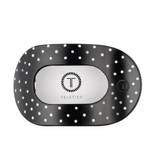 TELETIES - Black Polka Dot Party Large Flat Round Hair Clip