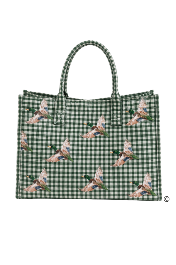 Nash Grey - Mallard Marshland Green Gingham Vinyl Tote©