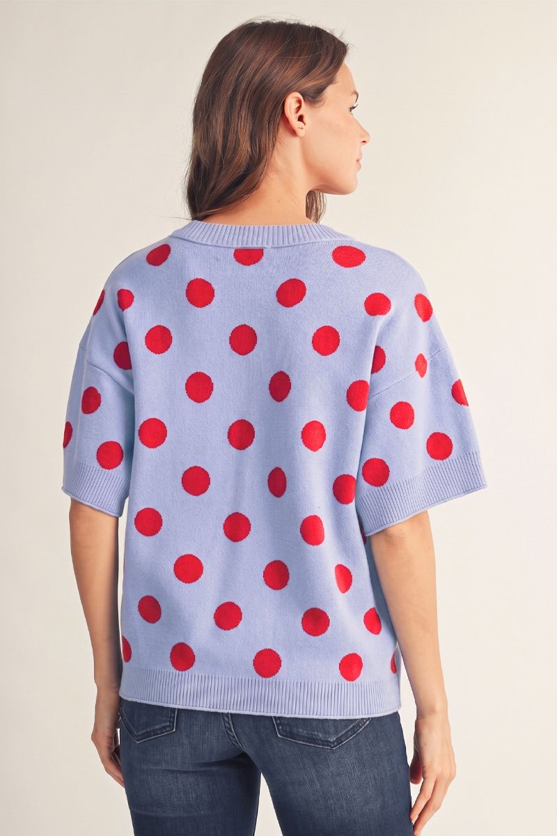 BLUE POLKA DOT SWEATER