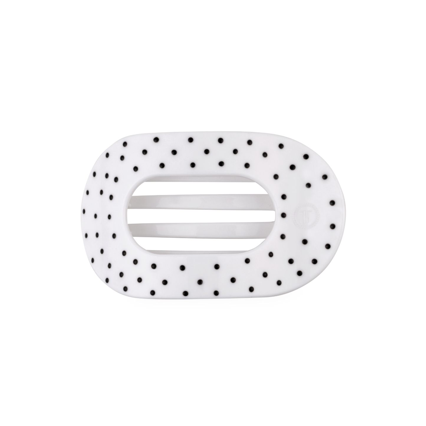 TELETIES - White Polka Dot Party Medium Flat Round Hair Clip
