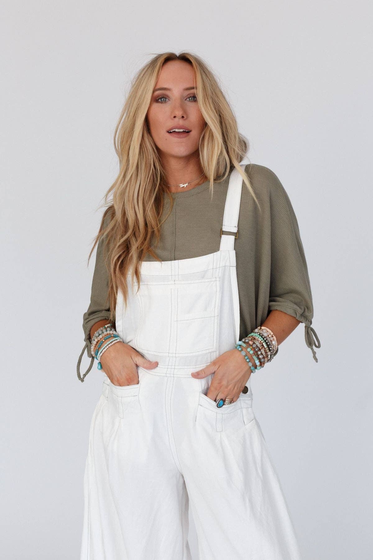 Three Bird Nest - Little Lark Puff Sleeve Tee - Olive
