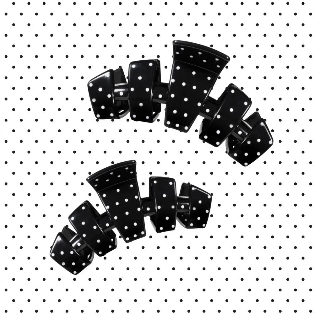 TELETIES - Classic Black Polka Dot Party Large Claw Clip