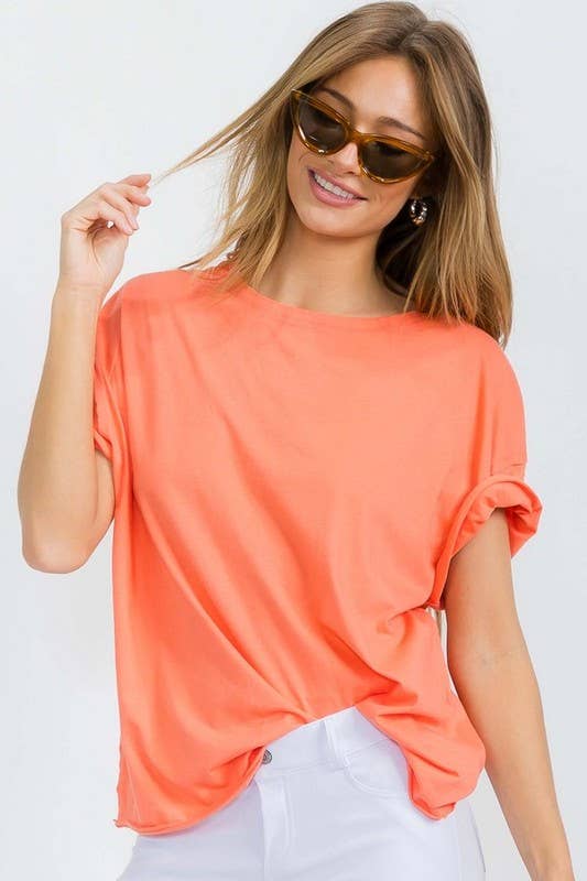 Yelete - Women's The Essential Raw Edge Oversize Tee