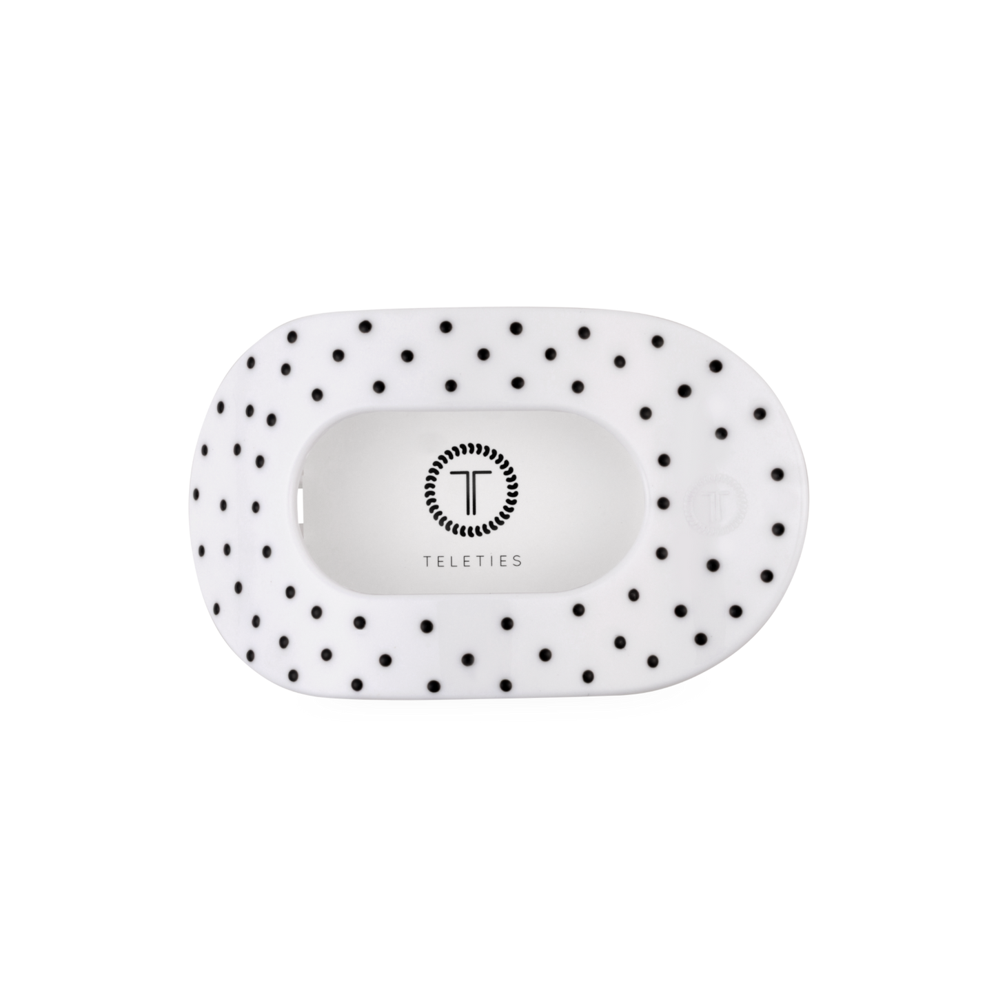 TELETIES - White Polka Dot Party Medium Flat Round Hair Clip
