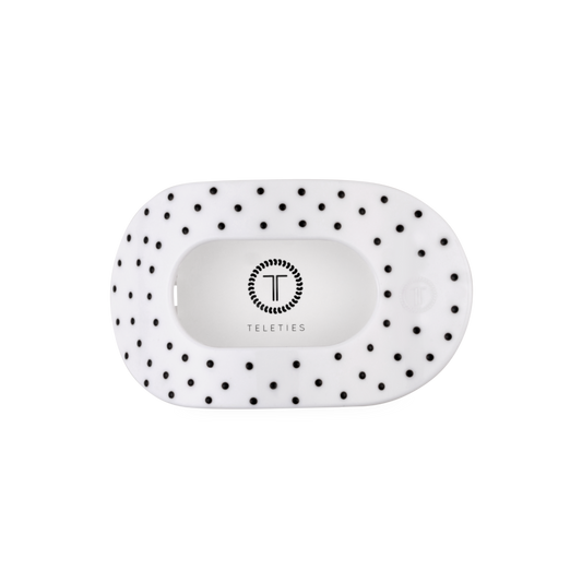 TELETIES - White Polka Dot Party Medium Flat Round Hair Clip
