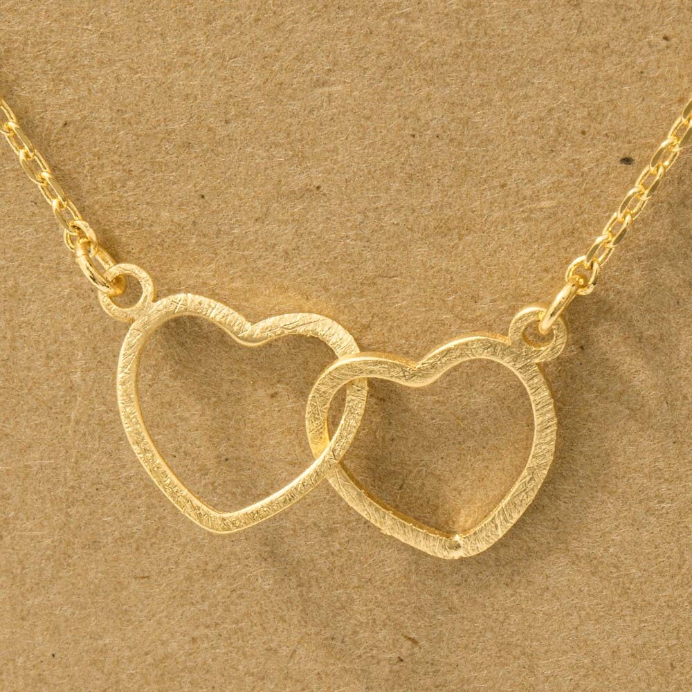 Gold Dipped Heart Link Charm Necklace
