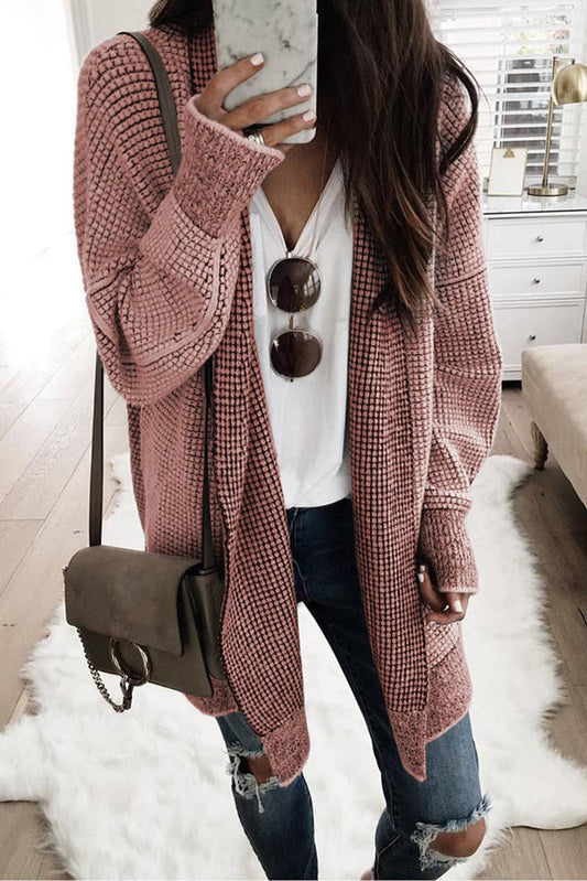 PRETTY BASH - Plaid Knit Open Front Cardigan