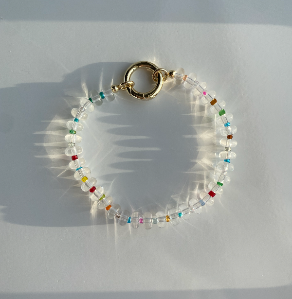 Bondi Beaded Bracelet in Clear (Designed for Charms)