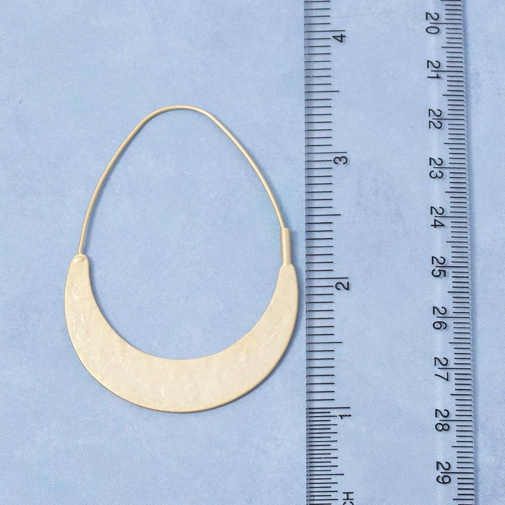 Vintage Gold Dipped Hammered Crescent Tear Hoop Earrings