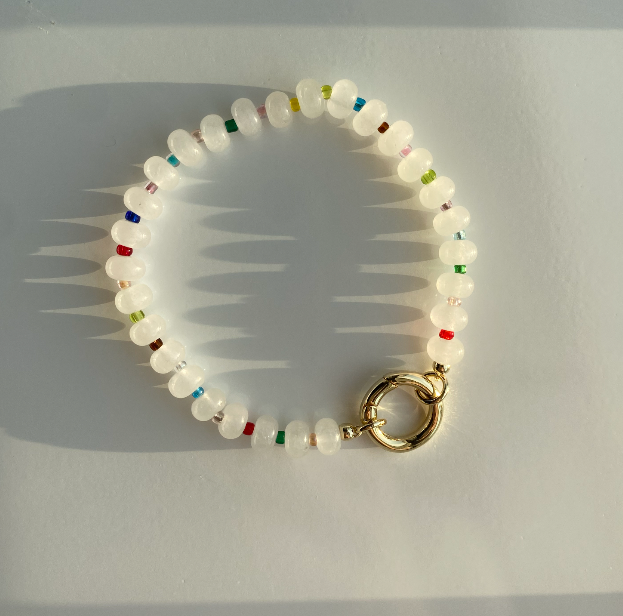 Bondi Beaded Bracelet in White Stone (Designed for Charms)