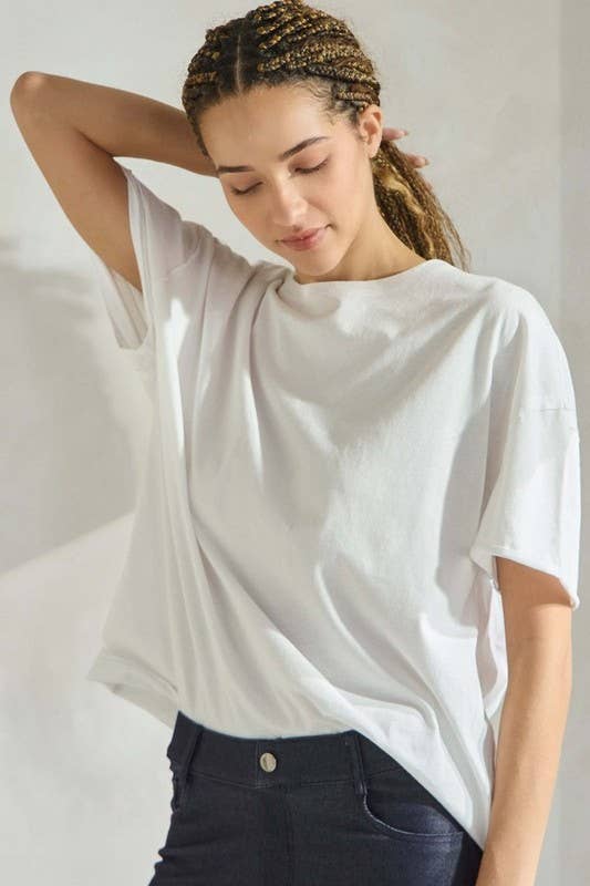 Yelete - Women's The Essential Raw Edge Oversize Tee