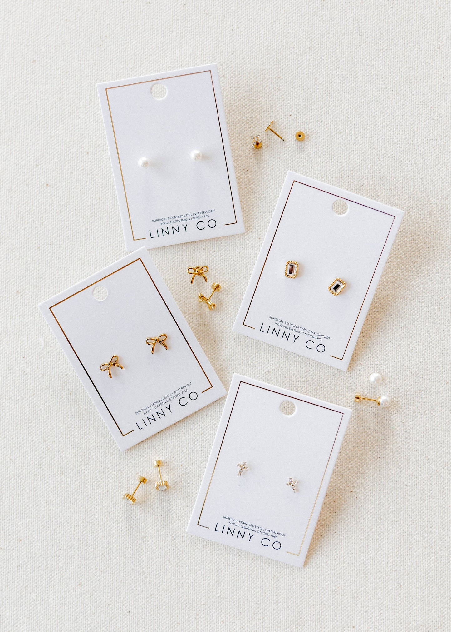 Screwback Stud Earrings - Clara Cross Gold